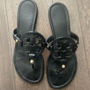 Tory Burch Black Leather Miller Sandals